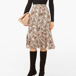 ALTUZARRA Snake Print 100% Silk Crepe De Chine Midi Slip Skirt